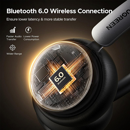 UGREEN Wireless Headphones Studio Plus Hybrid ANC | HP207, Silver-Black