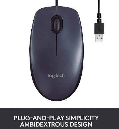 Mouse Logitech B100 OEM, 1000 dpi, 3 buttons, Ambidextrous, 90g, 1,8m, USB, Black Mouse Logitech B100 OEM, 1000 dpi, 3 buttons, Ambidextrous, 90g, 1,8m, USB, Black