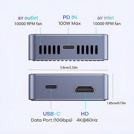 OTTOOPPXIN Enclosure M.2 2230 NVMe SSD (10Gbps, USB-C 3.2, PD 100W, 2230/2242, Magnetic), Grey