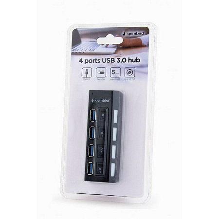 USB  3.0 Hub 4-port Gembird "UHB-U3P4-22", Black