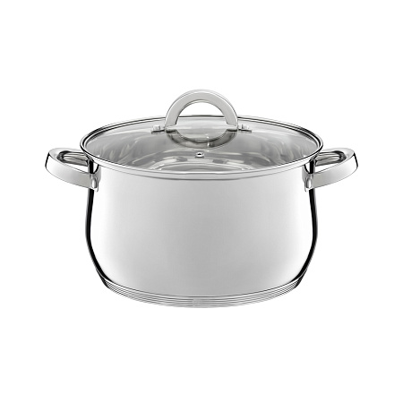 Ambition, Cookware Set 6 Pcs With Lid, Berry, Stainless Steel, Tempered Glass