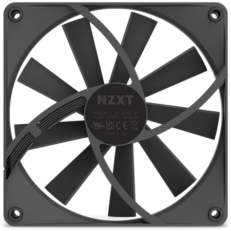 PC Case Fan NZXT F140Q, 140x140x26mm, 18.7-23dB, 42.92-101CFM, 500-1200RPM, FDB, 4 Pin, Black