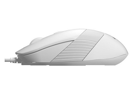 Mouse A4Tech FM10, 800-1600 dpi, 4 buttons, 108g, Ambidextrous, 4-Way Wheel, 1.5m, USB, White/Grey