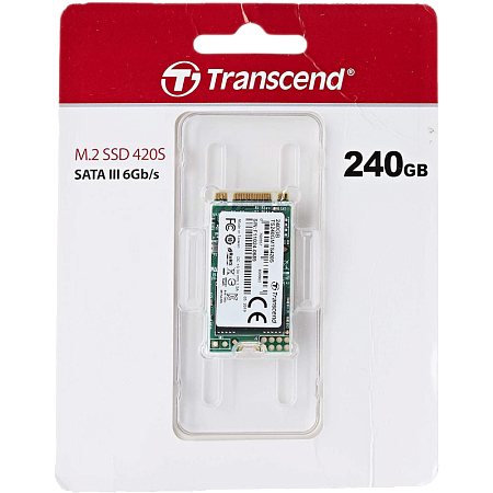 .M.2 SATA SSD  240GB Transcend "TS240GMTS420S" [42mm, R/W:560/500MB/s, 65K/85K IOPS, SM2258, 3D TLC]