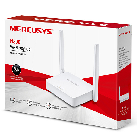 Wi-Fi N MERCUSYS Router, "MW301R", 300Mbps, 2x5dBi Antennas, 2xLAN Ports Wi-Fi N MERCUSYS Router, "MW301R", 300Mbps, 2x5dBi Antennas, 2xLAN Ports