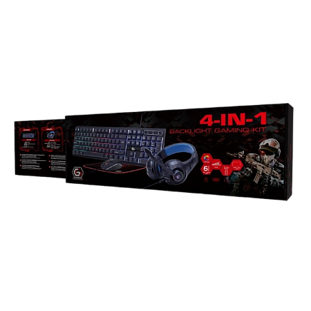 Gaming Keyboard & Mouse & Mouse Pad & Headset Gembird "Ghost" GGS-UMGL4-02, RGB, USB/3.5