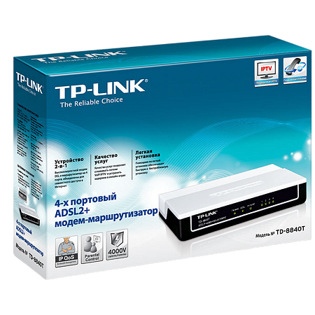 ADSL Router TP-LINK "TD-8840T",1xEthernet port+1xUSB, ADSL/ADSL2/ADSL2+, Splitter, Annex A