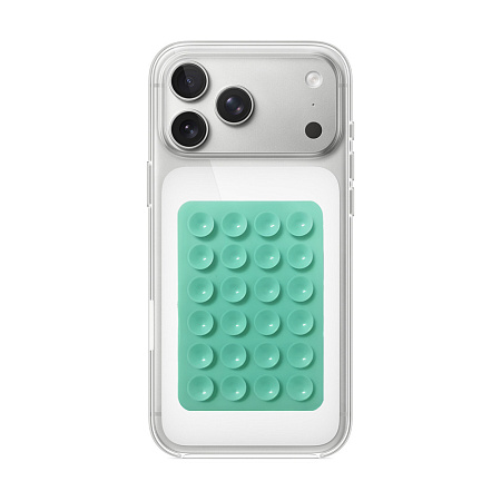 WOO Silicone Suction Cup Phone Mount Pad, 3M Adhesive, 24-Piece Backing, Mint Green