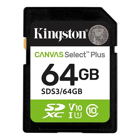Карта памяти Kingston Canvas Select Plus, 64Гб (SDS3/64GB), клавиатуры ,мышки ,веб камера ,коврики ,флешки , 16gb, 32gb,64gb,128gb,256gb,512,microsd,sd
