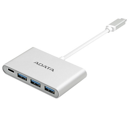 USB Type-C to 3-Ports USB-A 3.1 Hub Adata, Silver, Aluminum-Casing (ACA3HUBAL-CSV)