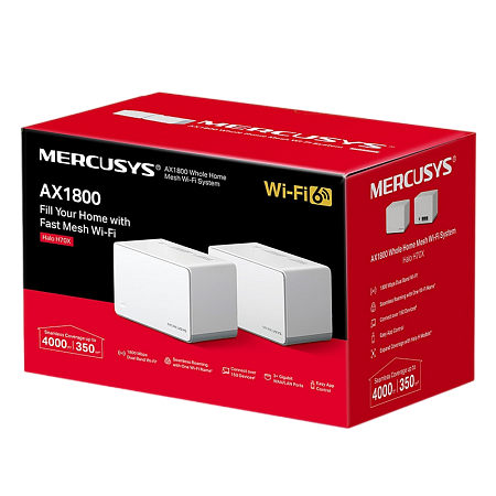 Whole-Home Mesh Dual Band Wi-Fi 6 System MERCUSYS, "Halo H70X(2-pack)", 1800Mbps, MU-MIMO,Gbit Ports
