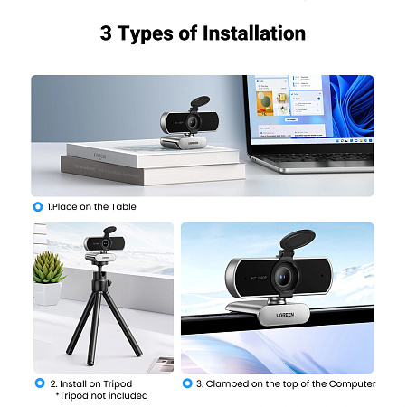 UGREEN USB Webcam 1080p@30FPS, Automatic focus | CM678