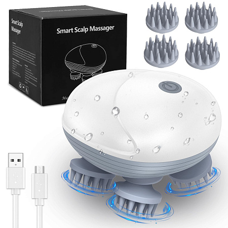 Adomii Smart Scalp Head Massager Portable Wet & Dry, White