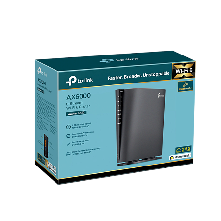 Wi-Fi 6 Dual Band TP-LINK Router "Archer AX80", 6000Mbps, OFDMA, MU-MIMO,1x2.5Gbit LAN/WAN, USB3.0