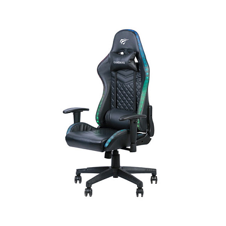 Gaming Chair Havit GC927, Headrest & Lumbar cushion, 2D Armrest, LED, 166 degrees, Black