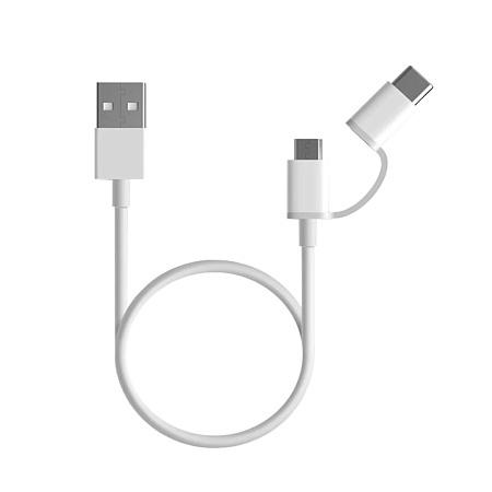 Xiaomi Mi Cable 2 in1 Type-A to MicroUSB/ Type-C 100cm, White