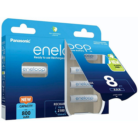  AAA  Eneloop 800mAh, Blister*8, Panasonic, BK-4MCDE/8BE