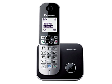 "DECT Panasonic KX-TG6811UAB, Black АОН, Caller ID (журнал на 50 вызовов), функция резервного питания, функция ""Радионяня"", интеллектуальная функция, iphone, xiaomi, samsung, oppo, чехол, стекло