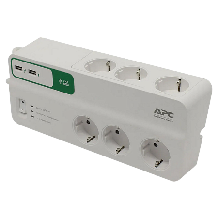 APC PM6U-RS Essential SurgeArrest 6 outlets with 5V, 2.4A 2 port USB charger, 230V Russia