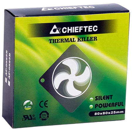 PC Case Fan Chieftec AF-0825S, 80x80x25 mm, 20 dBA, 23 CFM, 2000RPM, 3pin/Molex