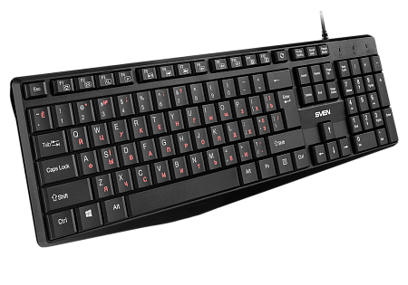 Keyboard SVEN KB-S305, Fn keys, Low profile, Splash proof, 1.5m, USB, EN/RU, Black
