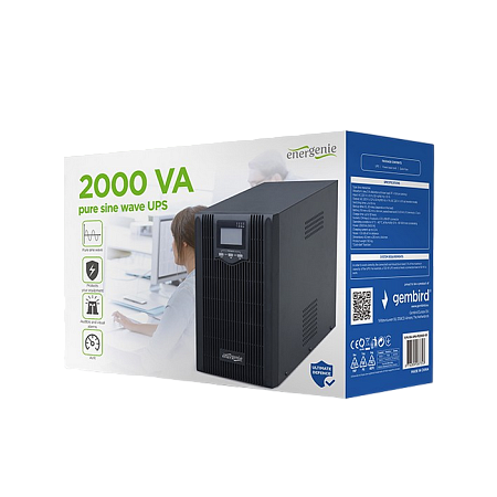 UPS Gembird EG-UPS-PS2000-02,2000VA/1600W,Line Interactive,Sinewave,LCD,AVR,USB,RJ45, 2xSchuko,3xIEC