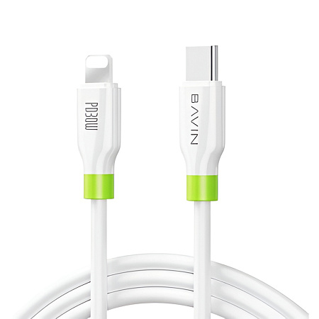BAVIN Charging & Data Cable Type-C to Lightning, Silicone, 1m, 60W, White
