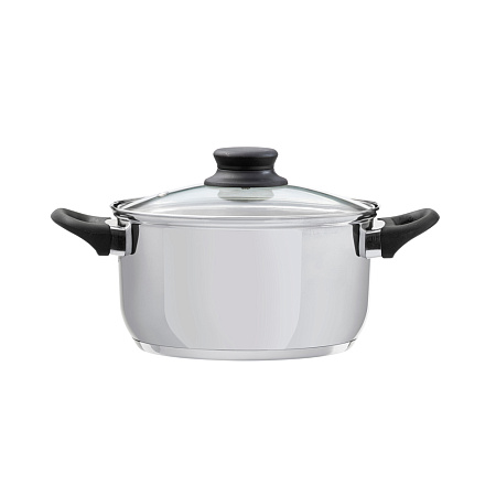 Domotti, Pot With Lid, Lima, 18 Cm, 2.5 L Stainless Steel, Tempered Glass