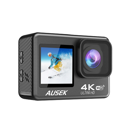 AUSEK WiFi action camera with dual color screen, 16MP, 4k/30fps, 900mAh, Black AUSEK WiFi action camera with dual color screen, 16MP, 4k/30fps, 900mAh, Black
