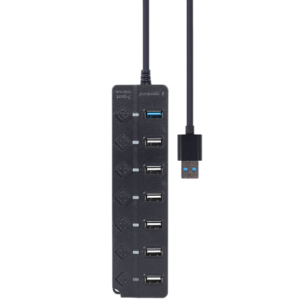 USB 2.0 Hub 7-port with switches, Gembird "UHB-U3P1U2P6P-01", Black