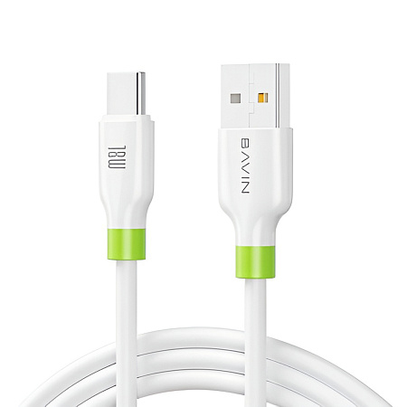 BAVIN Charging & Data Cable USB to Type-C, Silicone, 1m, 60W, White