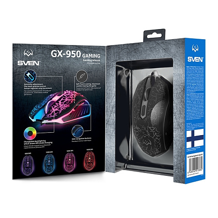 Мышь SVEN GX-950, Проводное, Чёрный