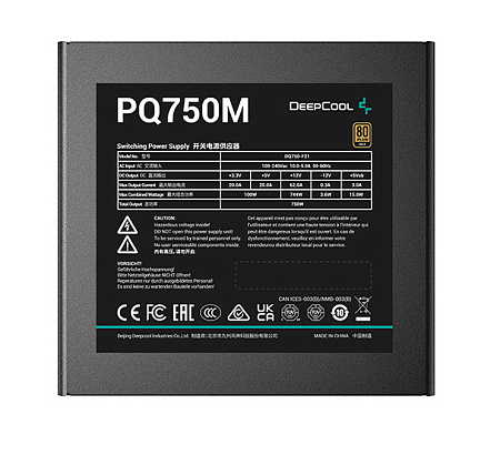 Power Supply ATX 750W Deepcool PQ750M, 80+ Gold, 120mm, Active PFC, Full Bridge SRC LLC + DC/DC, Fan