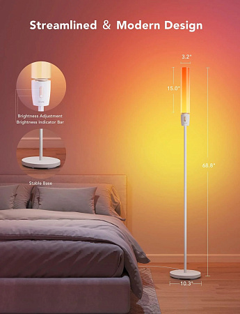 Торшер GOVEE RGBICW Cylinder Floor Lamp, Wi-Fi + BT, Multicolor + Extra White LEDs Торшер GOVEE RGBICW Cylinder Floor Lamp, Wi-Fi + BT, Multicolor + Extra White LEDs