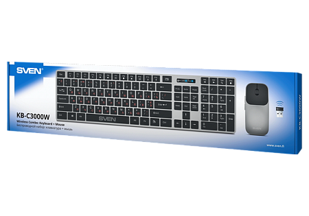 Клавиатура и мышь SVEN KB-C3000W, Беспроводное, Чёрный Клавиатура и мышь SVEN KB-C3000W, Беспроводное, Чёрный