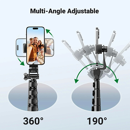 UGREEN Phone Tripod Selfie Stick with Bluetooth Remote Control, 100% Aluminum Metal, Foldable, Lightweight, 170cm, Black