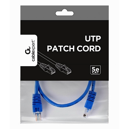  0.5m, Patch Cord  Blue, PP12-0.5M/B, Cat.5E, Cablexpert, molded strain relief 50u" plugs