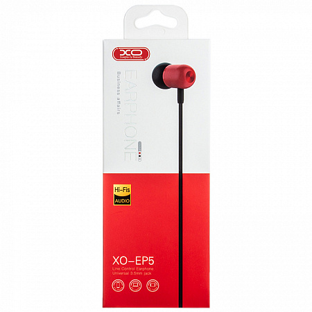 XO earphones, EP5 stereo earphone, Red