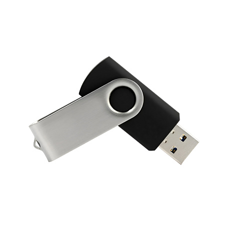 USB Drive 2.0 Unprinted Swivel 128 GB, Black/Silver