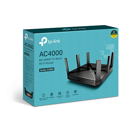 Wi-Fi AC Tri-Band TP-LINK Router, "Archer C4000", 4000Mbps, MU-MIMO, Gbit Ports, USB3.0, USB2.0