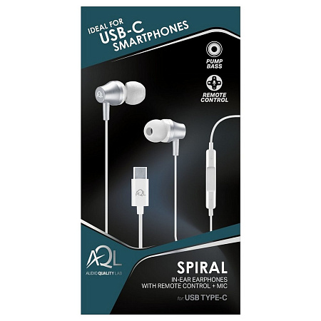 Cellular Spiral earphone with mic, Type-C, White Cellular Spiral earphone with mic, Type-C, White