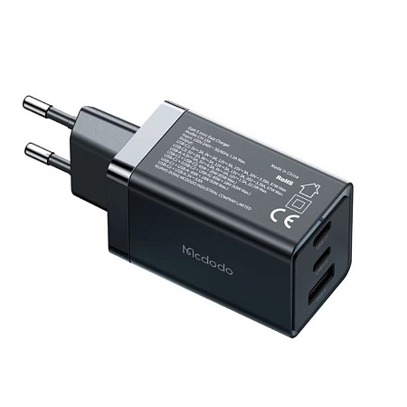 Mcdodo GaN 5 Mini Chargers 2xType-C 1xUSB 65W, Black