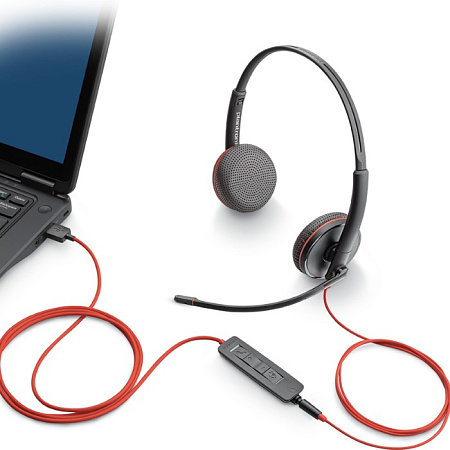 Headset Poly Plantronics Blackwire C3220, Binaural, Wired, USB-A, 20Hz/20kHz, Noise Cancelling, Nois