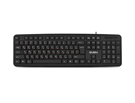 Keyboard SVEN KB-S230, Standard layout, Splash proof, 2m, USB, EN/RU, Black