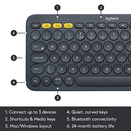 Клавиатура Logitech K380, Беспроводное, Чёрный Клавиатура Logitech K380, Беспроводное, Чёрный