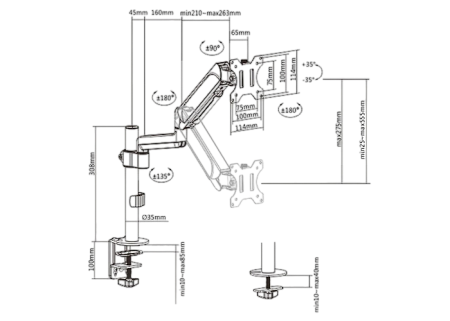 Table/desk 1-display mounting "MA-DA1P-01" Gembird (rotate,tilt,swivel),17”-32”,up to 9 kg,VESA:75x7