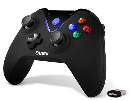 Wireless Gamepad SVEN GC-5070, 4 axes, D-Pad, 2 mini joysticks, 11 buttons, Vibration feedback, Soft