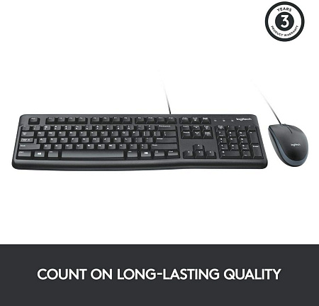 Keyboard & Mouse Logitech MK120, Thin profile, Spill-resistant, Quiet typing, 1000dpi, 3 buttons, 1.