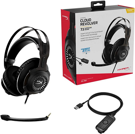 Игровая Гарнитура HyperX Cloud Revolver +7.1, Проводной аналоговый, Чёрный