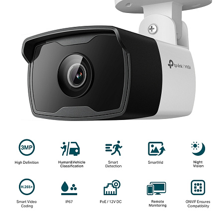 TP-Link Bullet Outdoor Network Camera "VIGI C330I", 4mm, 3MP, PoE, IP67